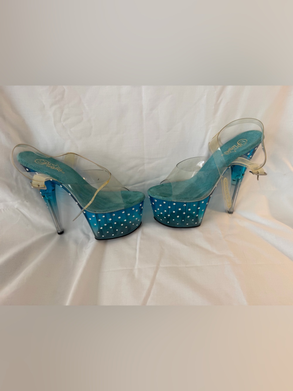 Pleaser Teal Blue Rhinestone Platform Heels